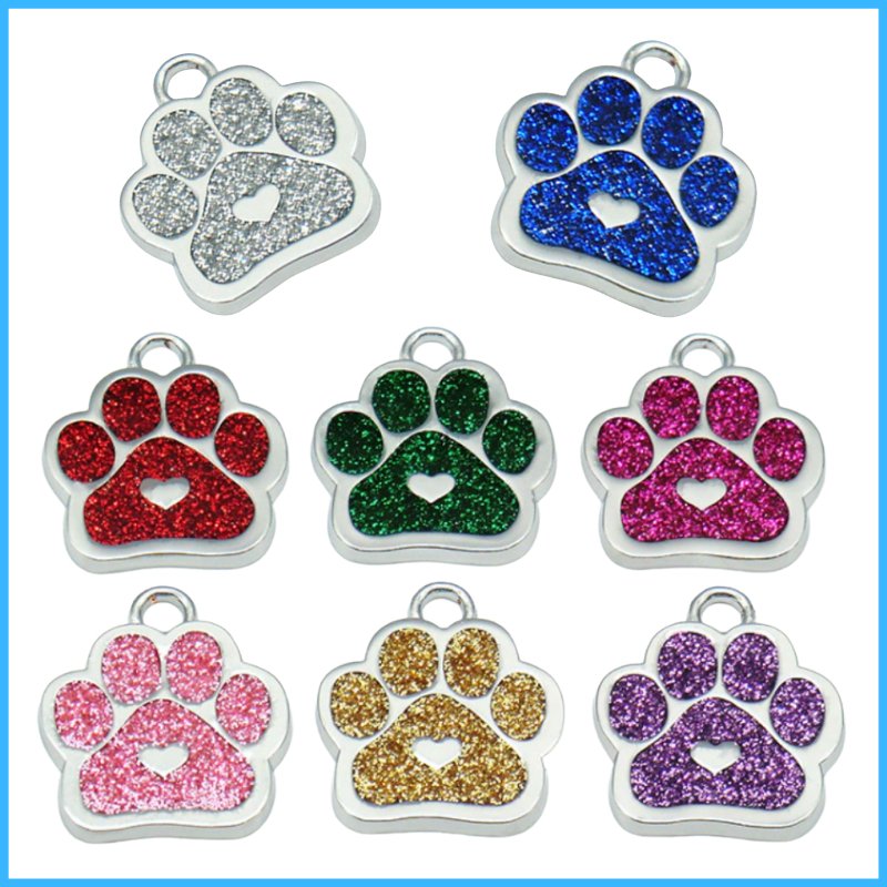 Pink Glitter Paw Print Pet Tag - Mister Minit