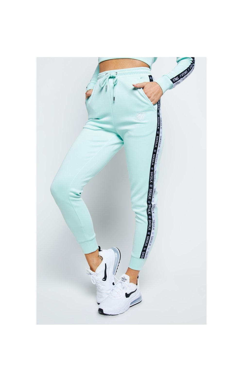 siksilk tape waist poly track pants