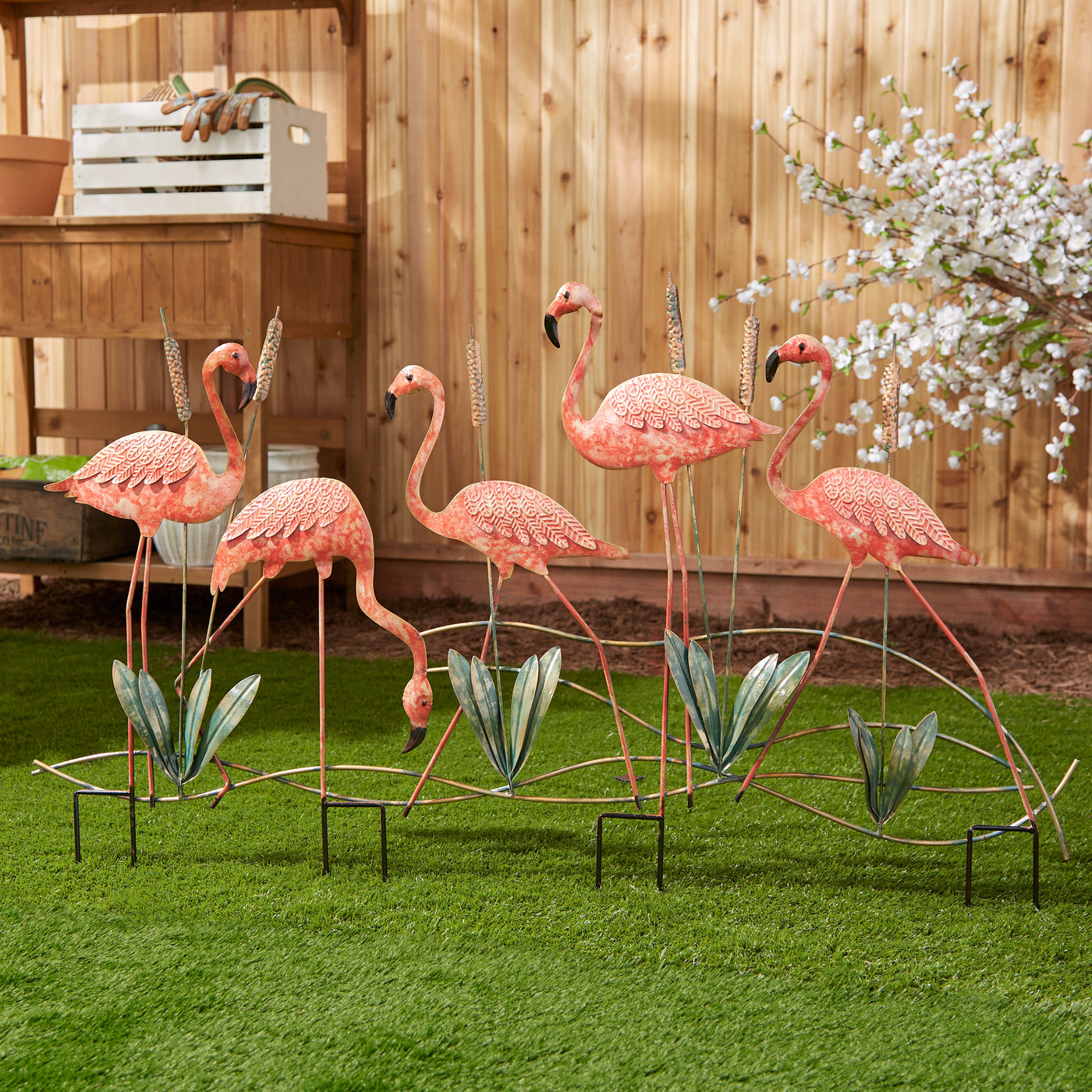 wild flamingo garden stakes pair