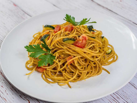 Spaghetti, Tomaten, Zucchini