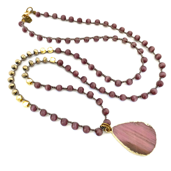 pink agate necklace