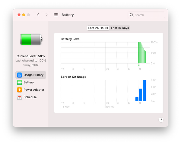 System Preferences Battery macOS 11.0 Big Sur