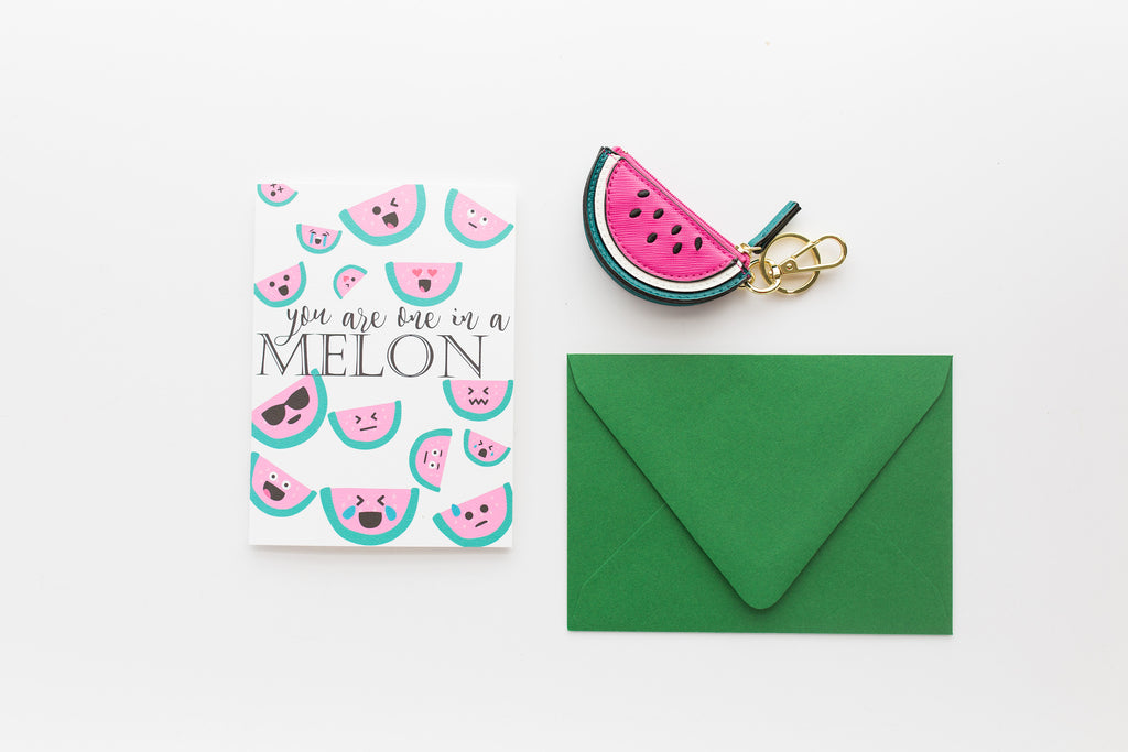 you're one in a melon thank you and encouragement card