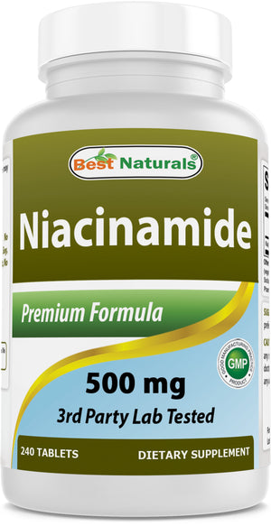 Best Naturals Niacin 500mg 250 Tablets with Flushing - Also Called Vit –