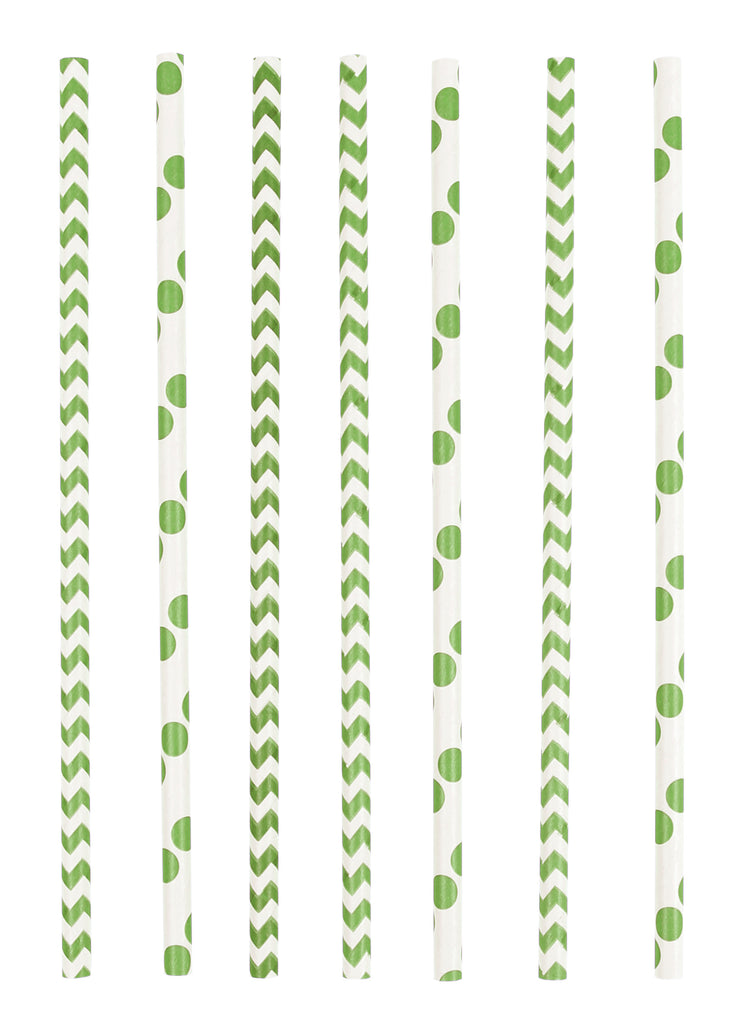 Lime Green Chevron Paper Straws (24 Piece(s))