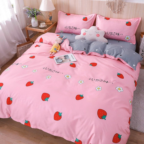 Comfortable Home Decor Home & Pets Japanese Strawberry Flavour Bedding Set  Gift