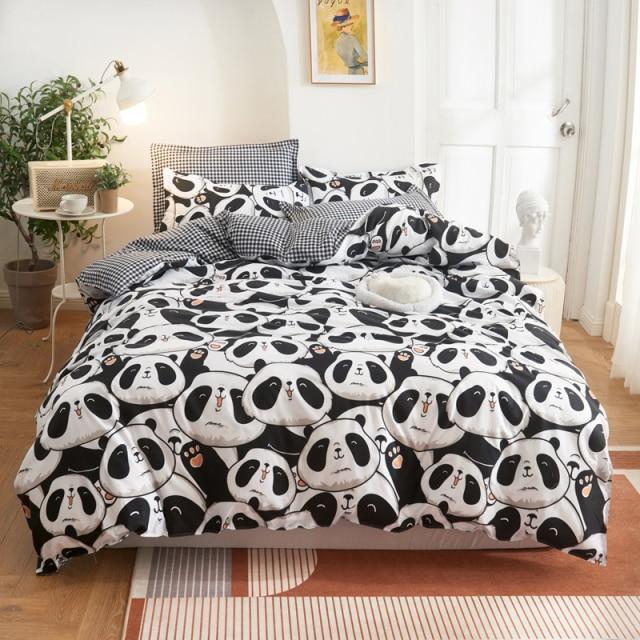 YST Cute Panda Duvet Cover Full Kawaii Animal Bedding Set for