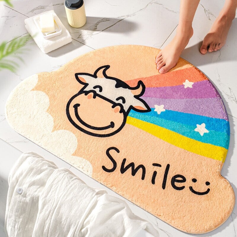 Cute Bath Rug, Happy Clouds Bath Mat for Kids, Nonslip Bathroom Rug Water  Absorbent Bathmat for Kids, Soft Kids Bedroom Decor Door Mat 20''x31.5