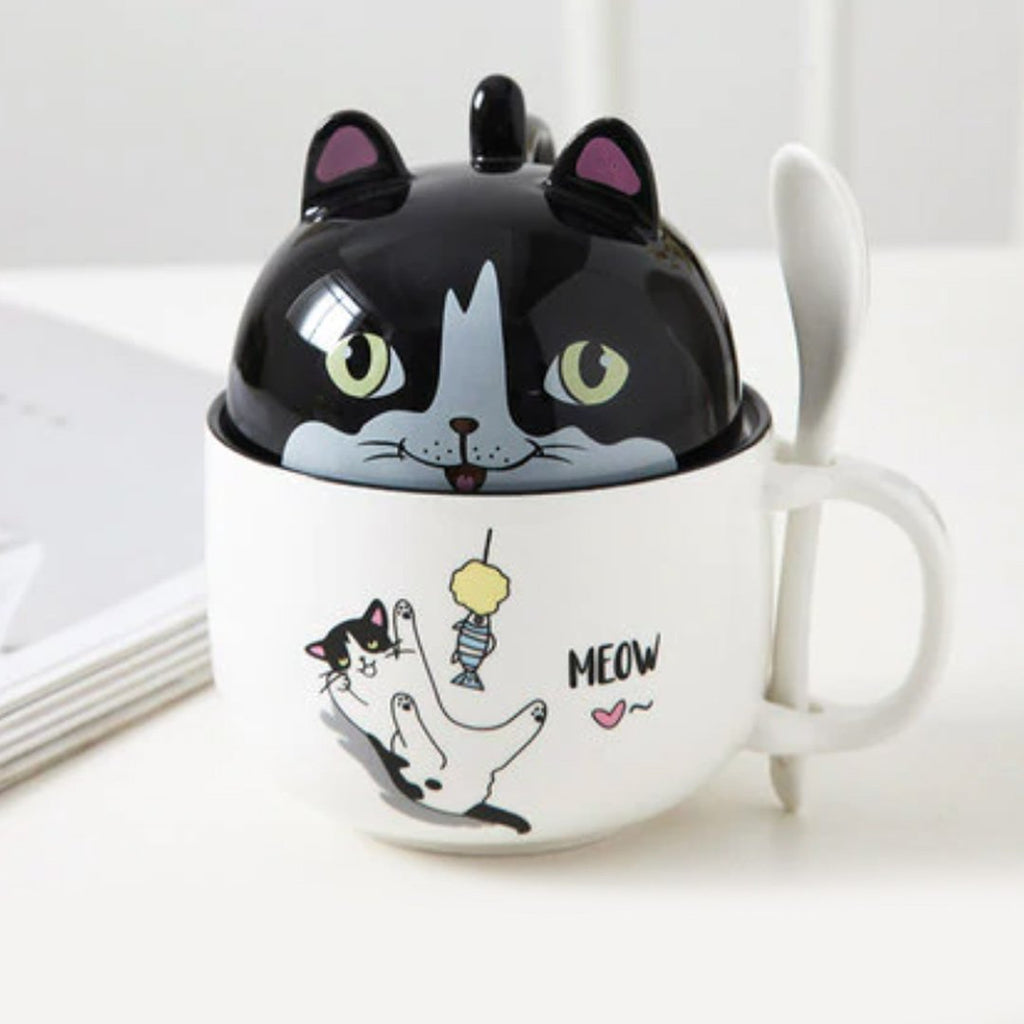 Kawaii Donut Bunny Ceramic Mug With Lid + Spoon – Kawaiies