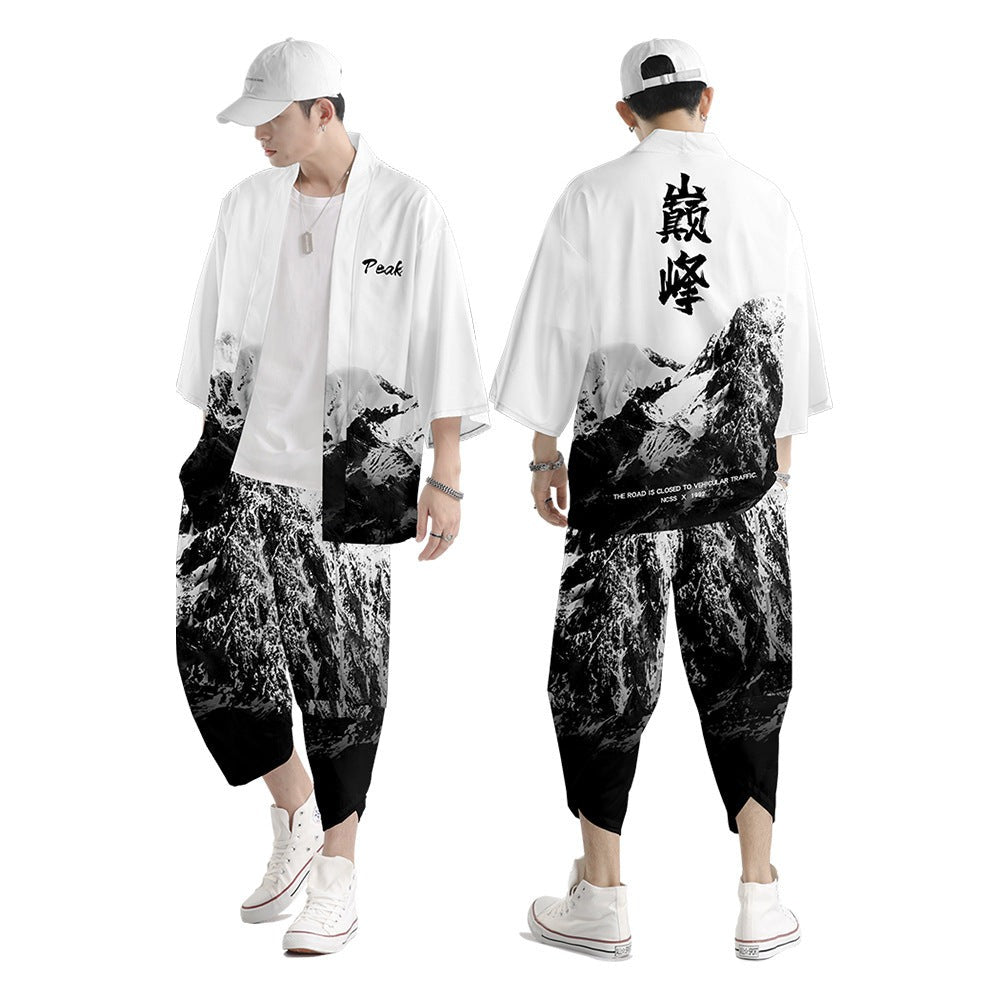 Japanese Collage Paint Black Men's Yukata Kimono Jacket – Kawaiies