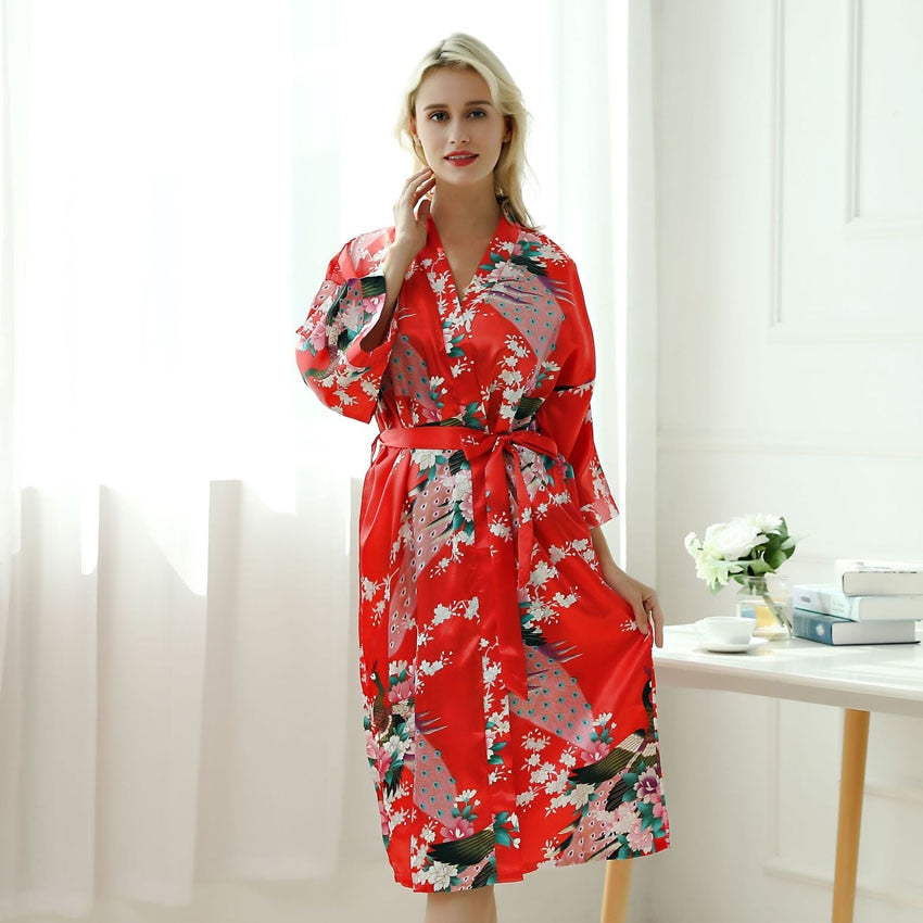 Black Red Japanese Kimono Floral Pattern Short Robe – Kawaiies