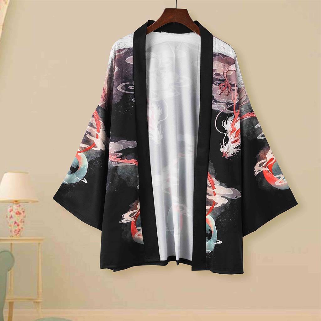 Japanese-themed Navy Pattern Black White Men's Haori Yukata Kimono Jac –  Kawaiies