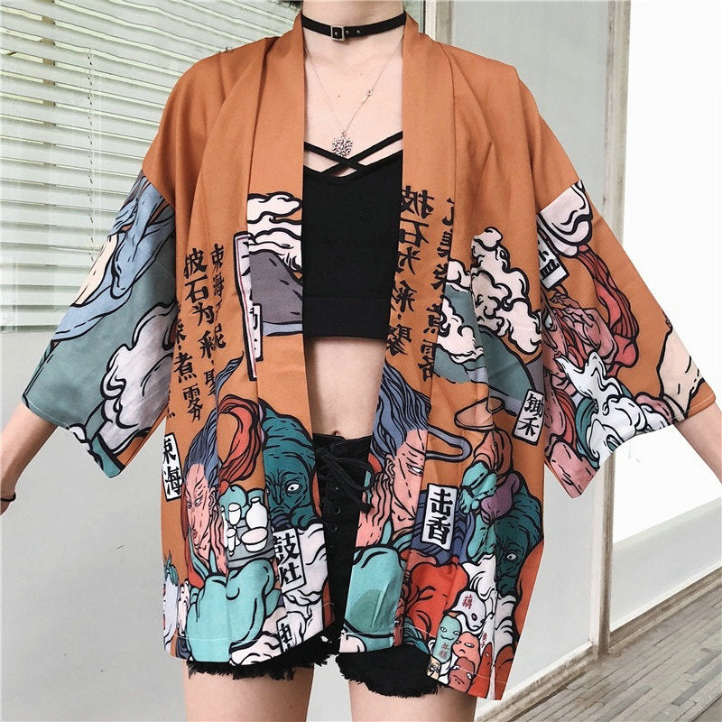 Japanese Great Koi of Torii Gate Women's Kimono Cardigan – Kawaiies