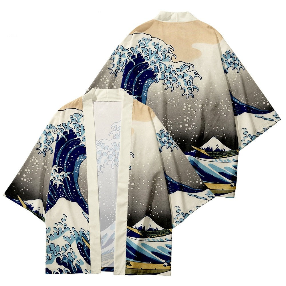 Japanese Collage Paint Black Men's Yukata Kimono Jacket – Kawaiies