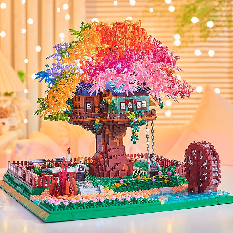 Romantic Mountain Lodge Sakura Waterfall Nano Building Block