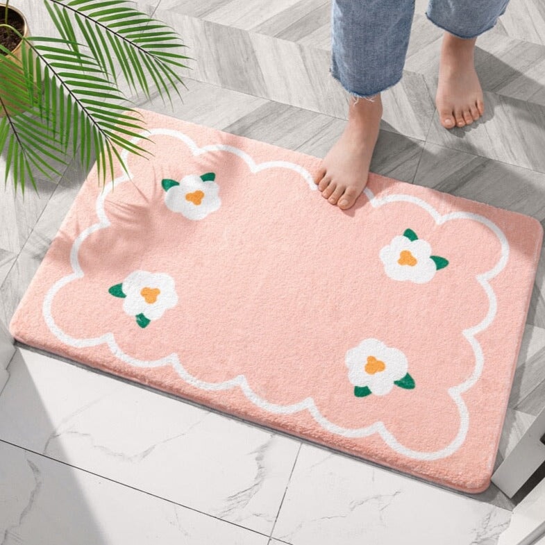 Soft Half Oval Floral Fruits Bathroom Mat Collection – Kawaiies