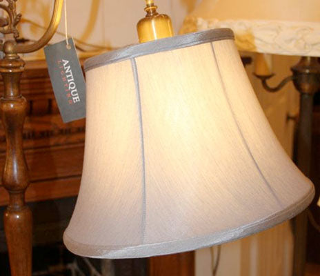 bridge arm bell floor lamp silk shade