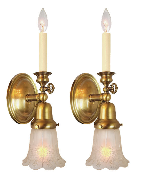 790 Pair Antique Circa 1900 Converted Gas Electric Wall Sconces Wit Turn Of The Century Lighting