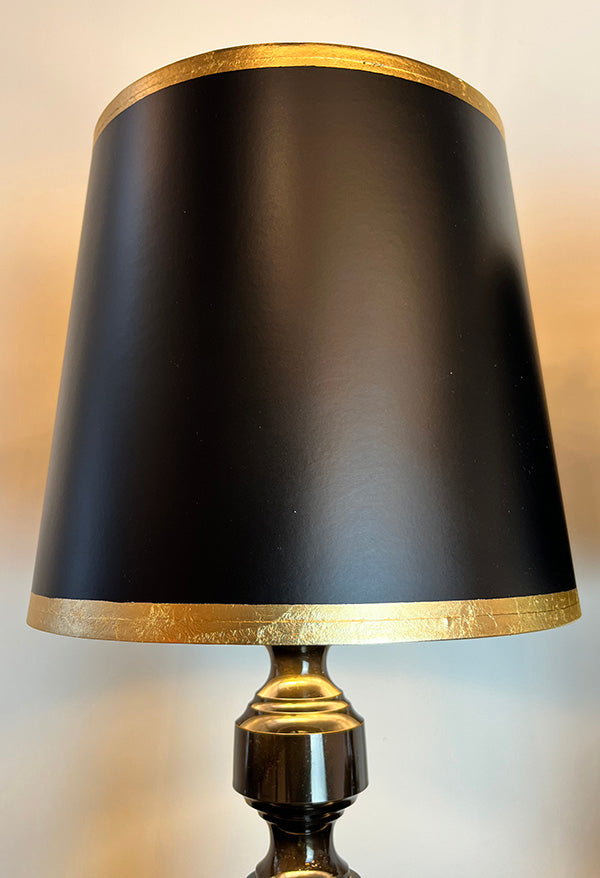 Table lamp gold / brass with velor shade black 25 cm - Parte