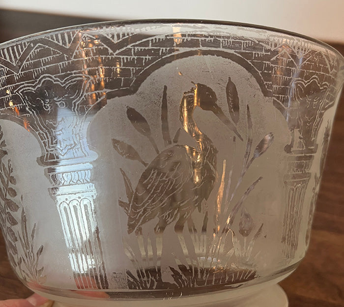Antique 1880s 5 Fitter Gas Fish Bowl Stencil Etched Shade with