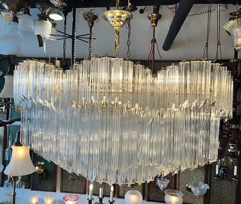 Circa 1920 French Neoclassical Ram Chandelier with Crystal Pine