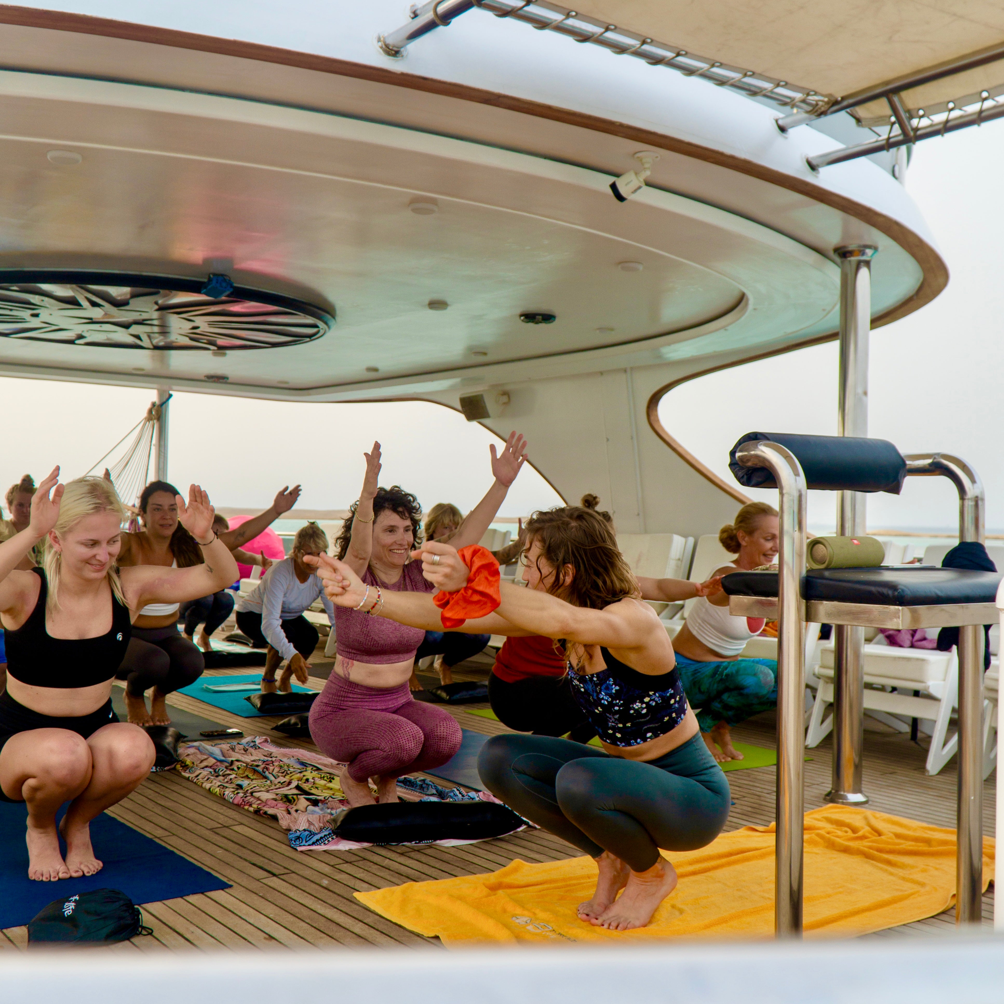 Yoga on board of the Women Kite Safari in Egypt