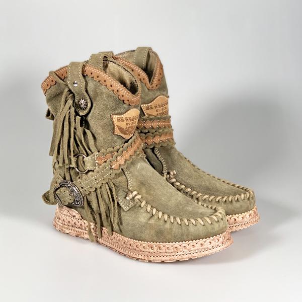 Ailsary Vintage Tassel Stone-Washed Boots