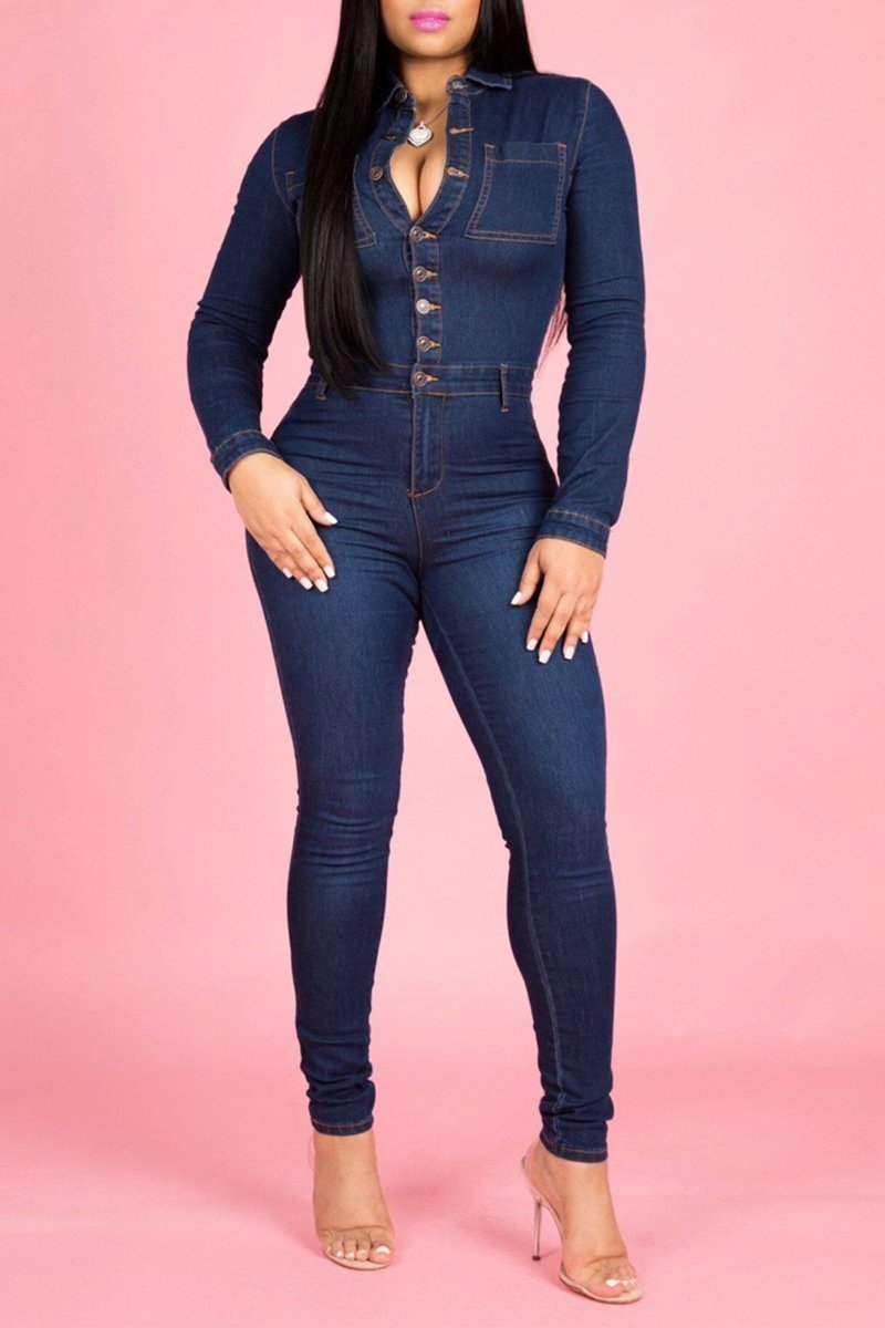 denim button jumpsuit