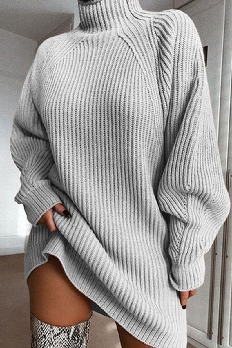 High Neck Sweater Knit Dress