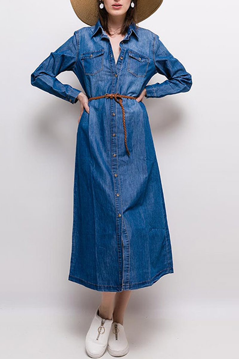 denim shirtwaist dress