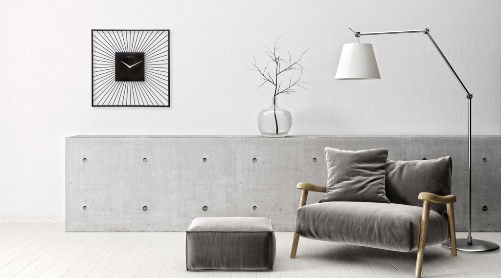 Black and white monochrome designer clock