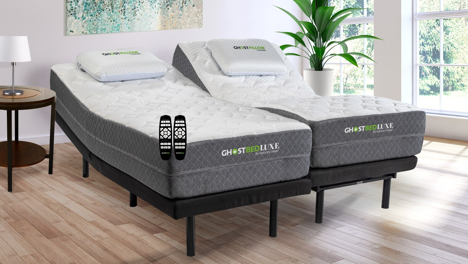 GhostBed Split King Mattress with Adjustable Power Base | GhostBed