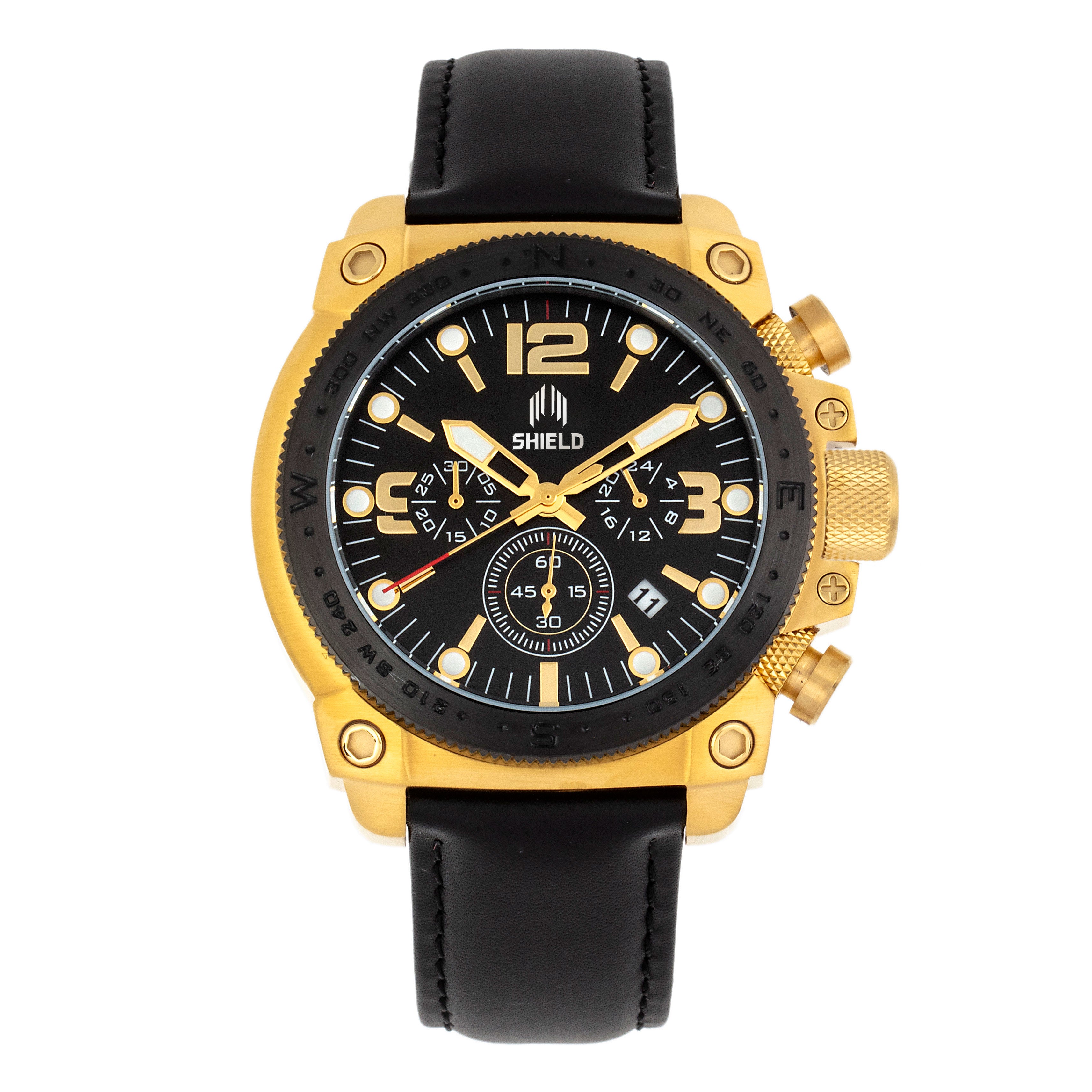 Shield Tesei Men's Watch Black Band Gold Case SLDSH105-5 – Shield