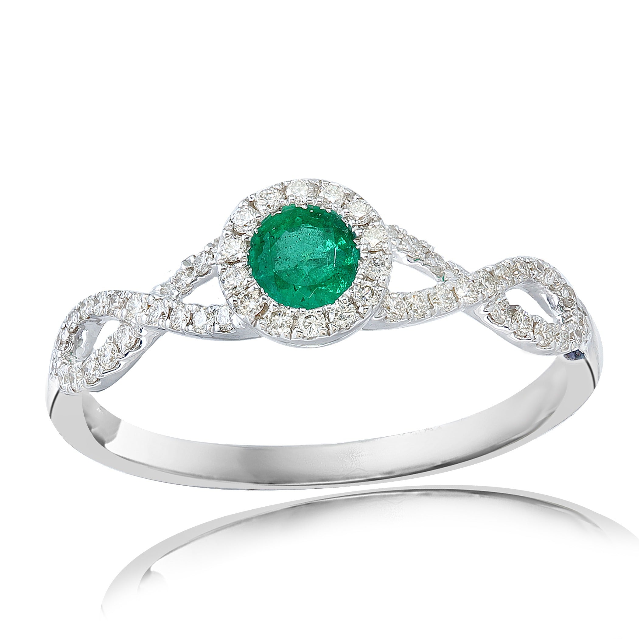 Emerald & Diamond Twist Ring
