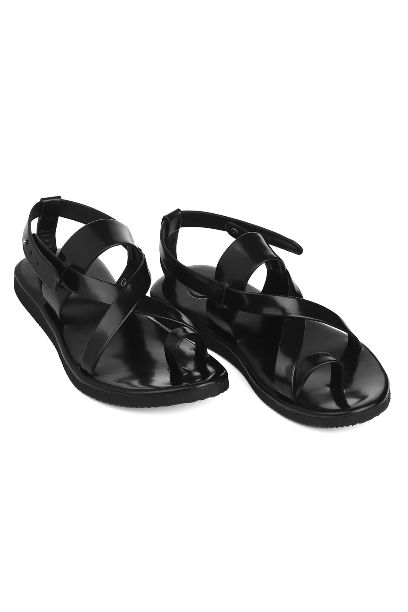 Sinfonia women's sandals in ancient Roman style in black leather