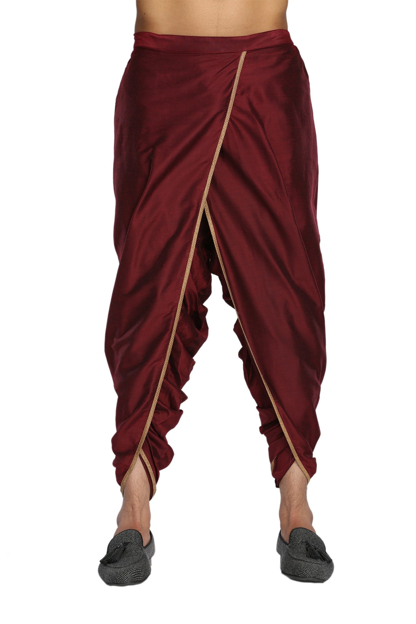 Buy Maroon Embroidered Short Tunic Paired with Silk Dhoti Pants by Designer  JAYANTI REDDY Online at Ogaan.com