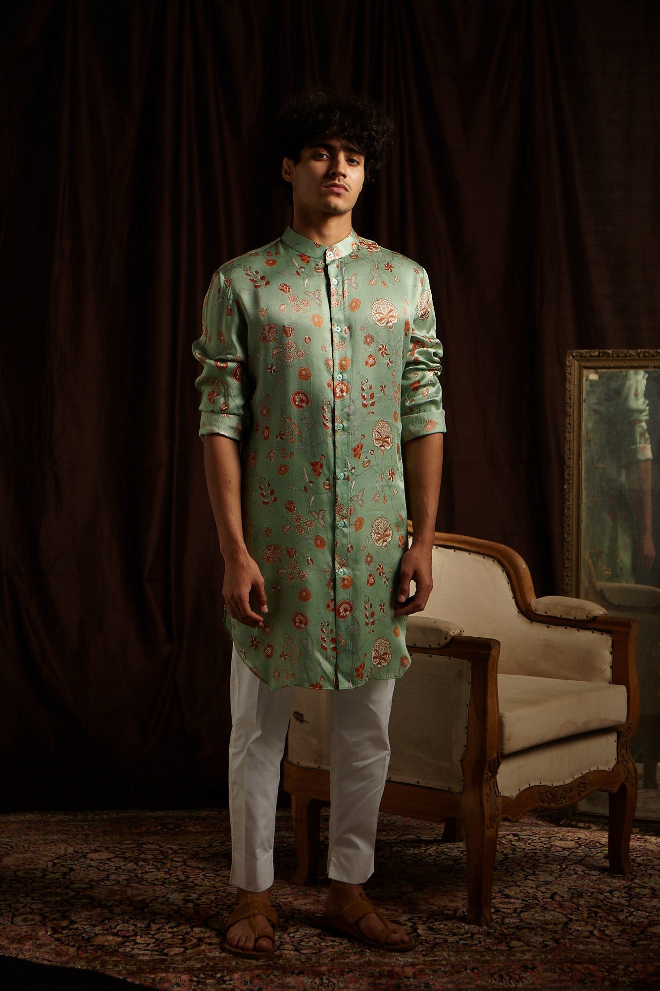 The Secret Garden Cotton Silk Kurta Pajama Set Curato