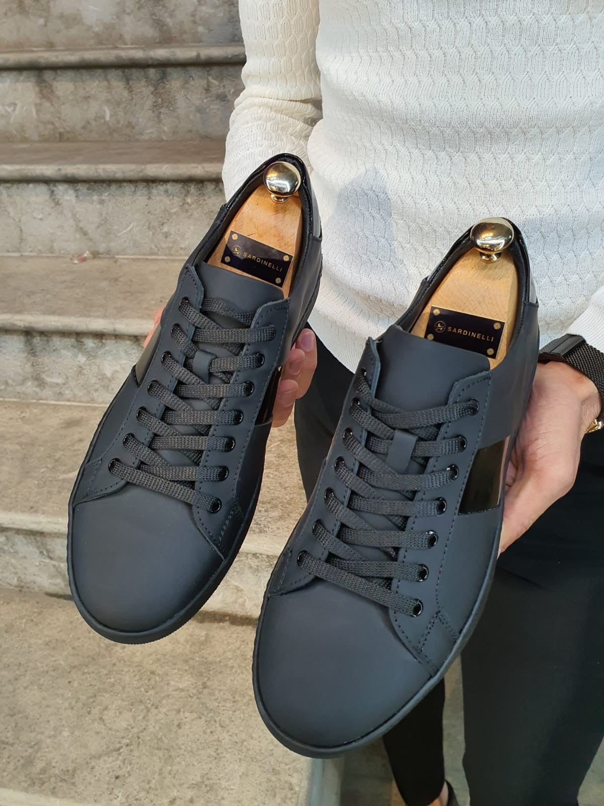 matte black shoes