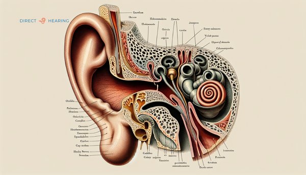 Illustration of a human ear with visible eardrum and surrounding structures