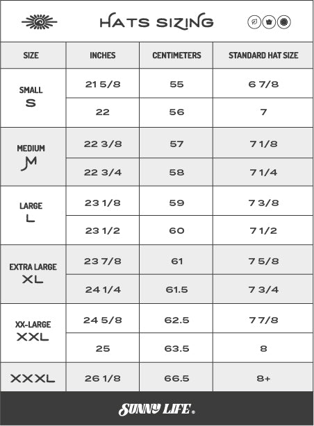 Size Chart – Sunny Life Hats