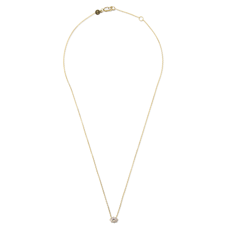 14K Gold Oval Diamond East West Pendant Necklace