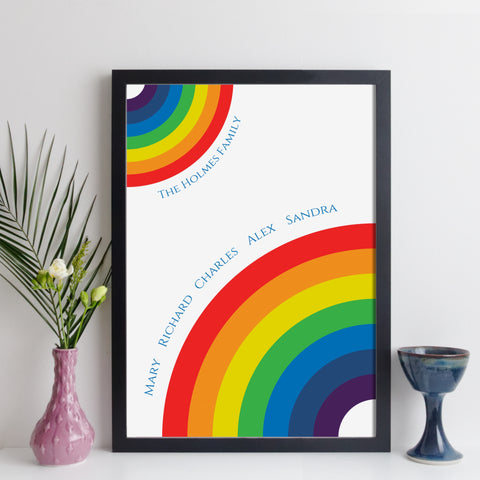 personalised family rainbow print