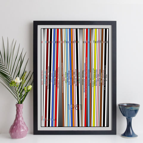 personalised year of music record collection print