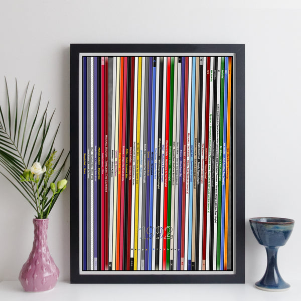 personalised 30th birthday record collection print