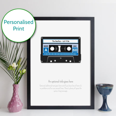 Personalised Cassette Tape Print with optional Spotify Code