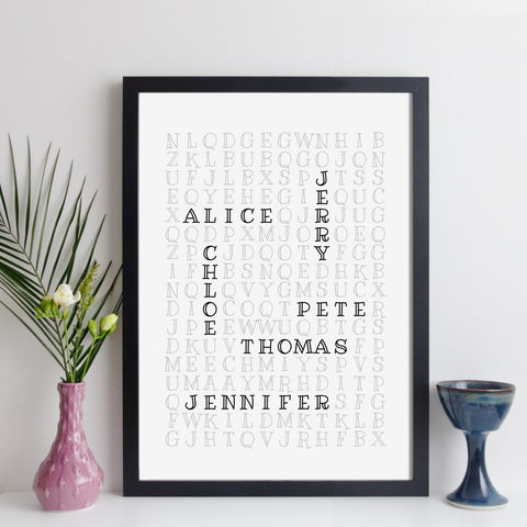 personalised family wordsearch print