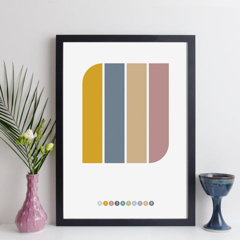 personalised year abstract geometric art print