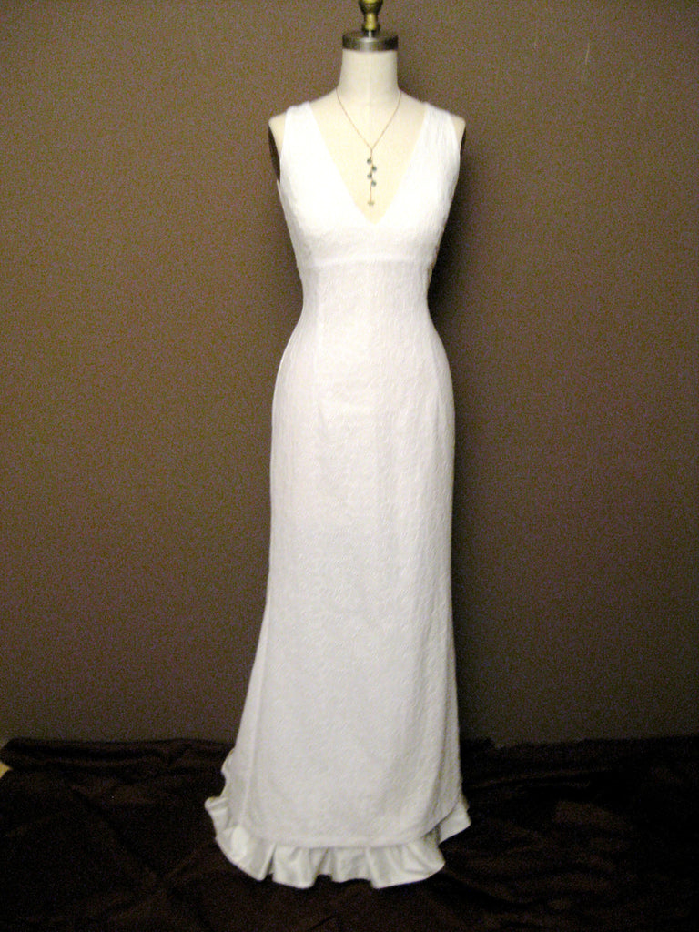 white eyelet wedding dress