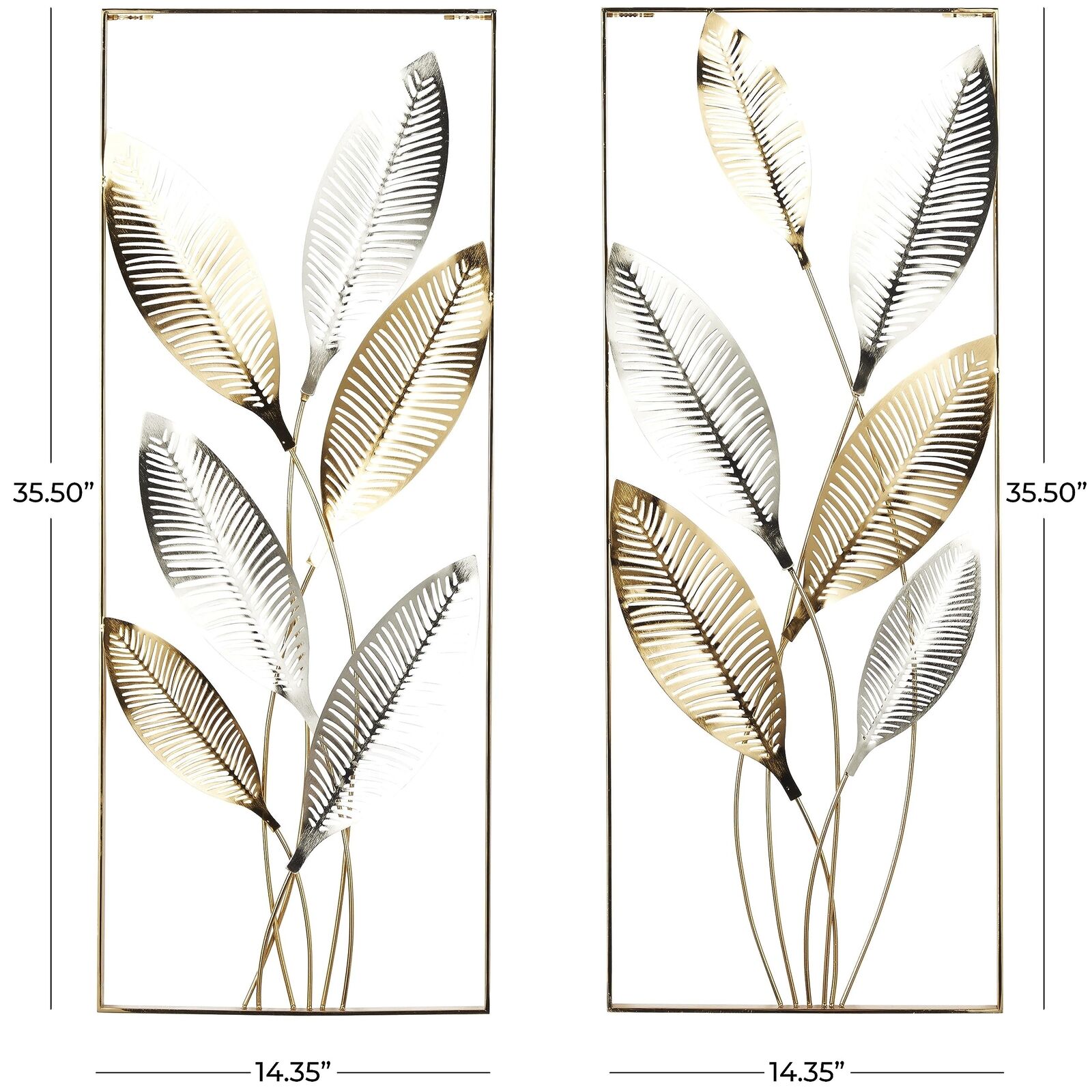 Deco 79 Metal Leaf Home Wall Decor Metallic Cutout Wall Sculpture with Silver... - Image 6