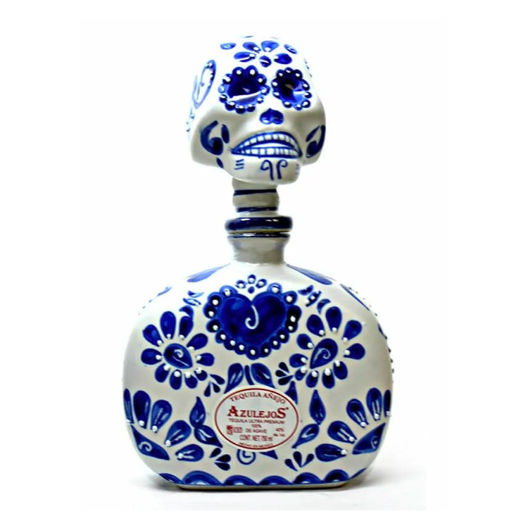 Los Azulejos Skelly Talavera Head Anejo Tequila